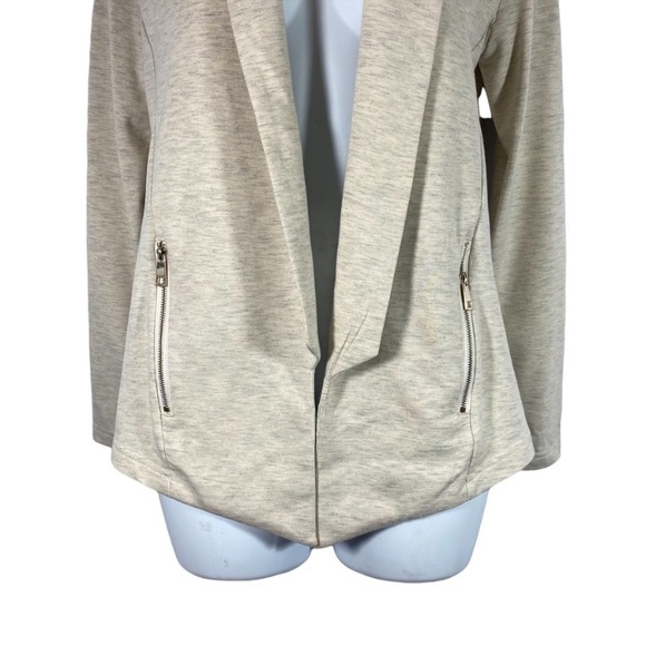 Tart Collections Size XS Jacket Open Front Oatmeal Zipper Pockets Poplin - Picture 9 of 10